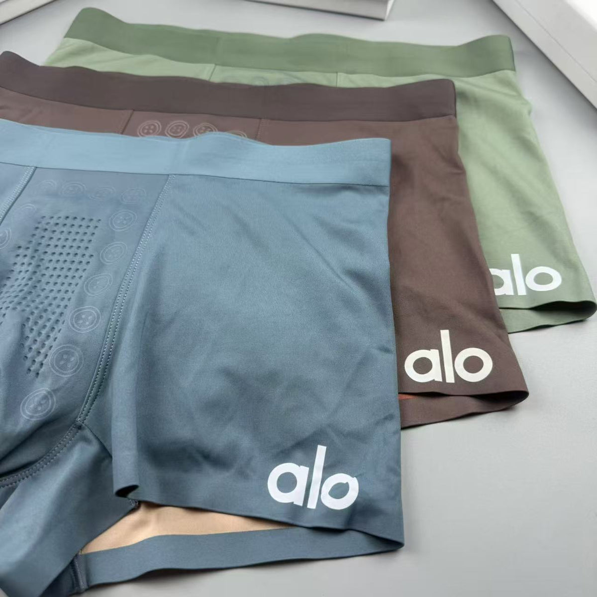 ALO Men's Brown Logo Boxer Briefs with Dark Band - 3-Pack - image 6