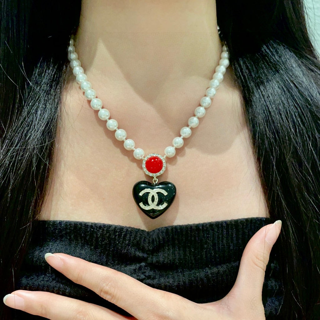 Chanel Interlocking C Heart Crystal Accent Necklace - album image 2