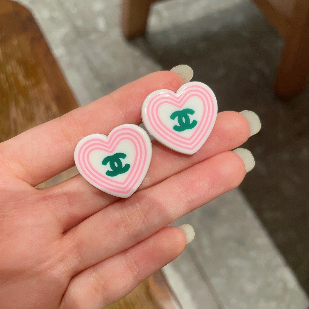 Chanel Interlocking C Heart Stud Earrings - album image 4