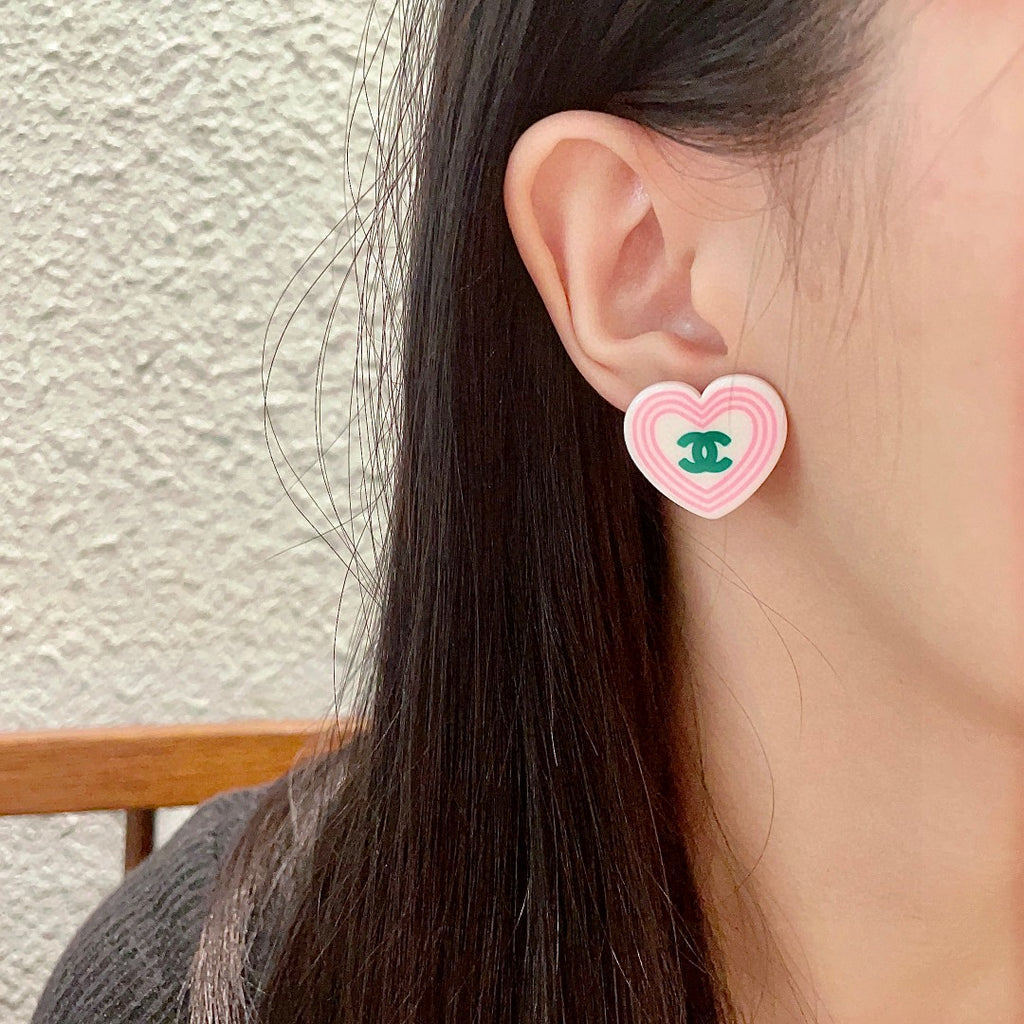 Chanel Interlocking C Heart Stud Earrings - album image 3