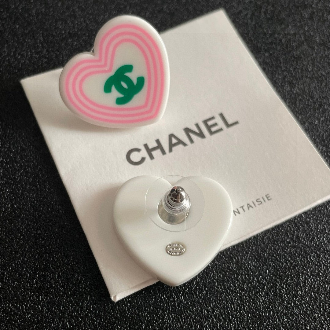 Chanel Interlocking C Heart Stud Earrings - album image 7