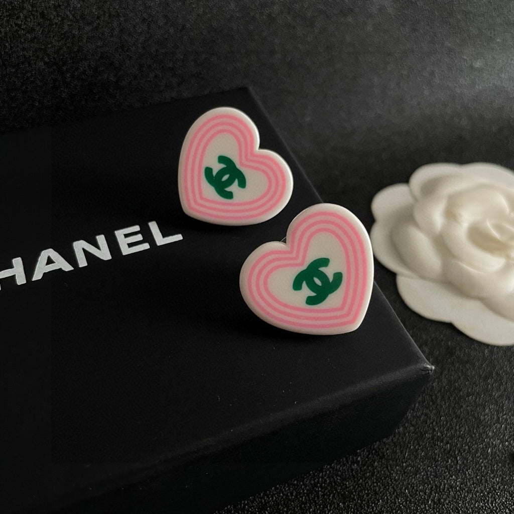 Chanel Interlocking C Heart Stud Earrings - album image 9
