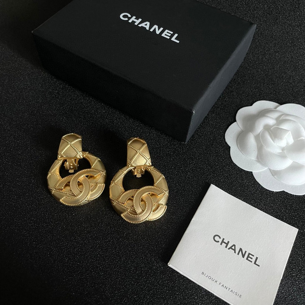 Chanel Gold-Tone Textured Door-Knocker Earrings - album image 5