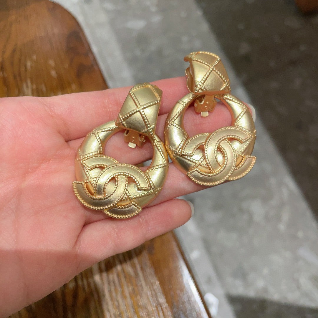 Chanel Gold-Tone Textured Door-Knocker Earrings - album image 4