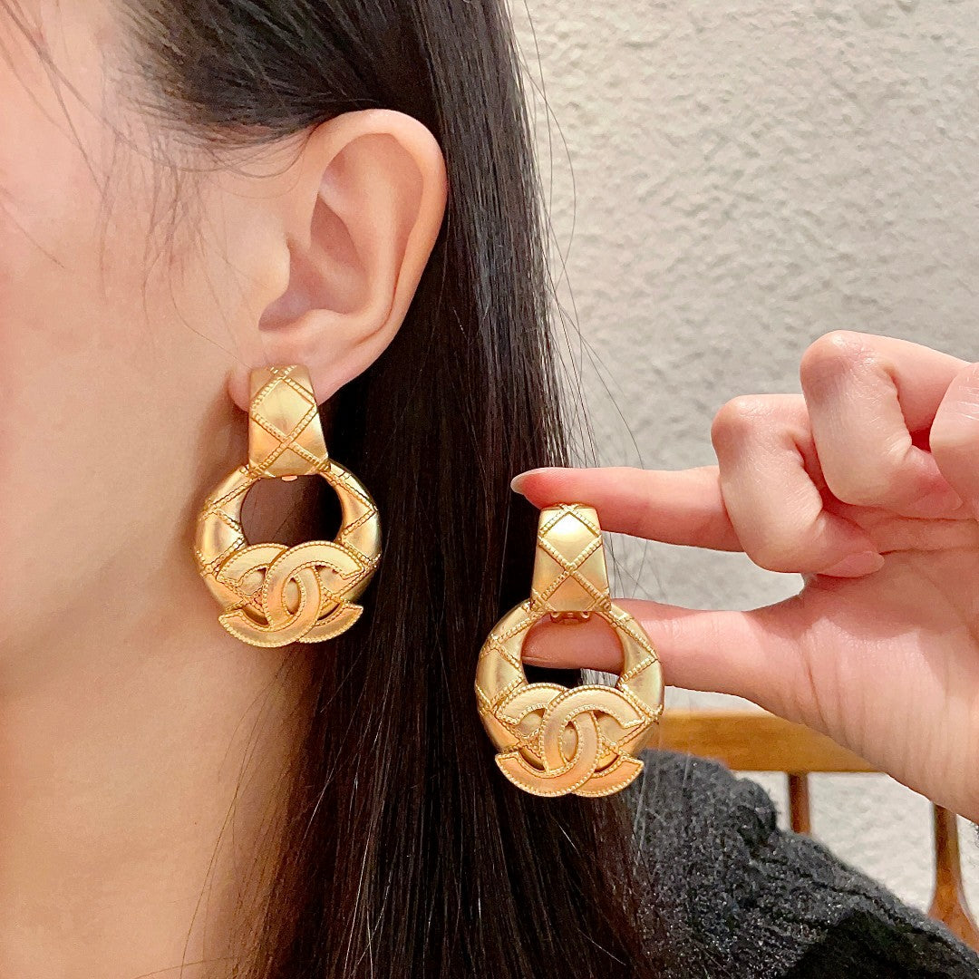 Chanel Gold-Tone Textured Door-Knocker Earrings - album image 1