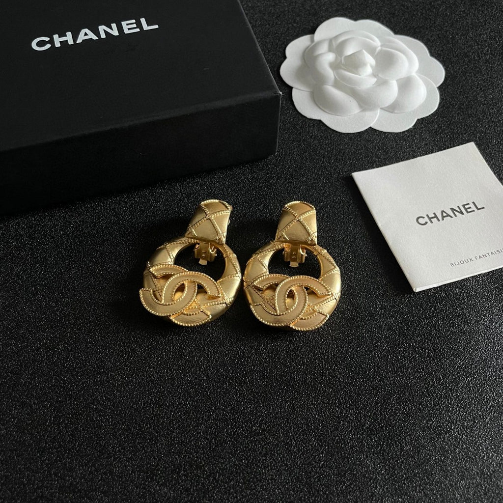 Chanel Gold-Tone Textured Door-Knocker Earrings - album image 6