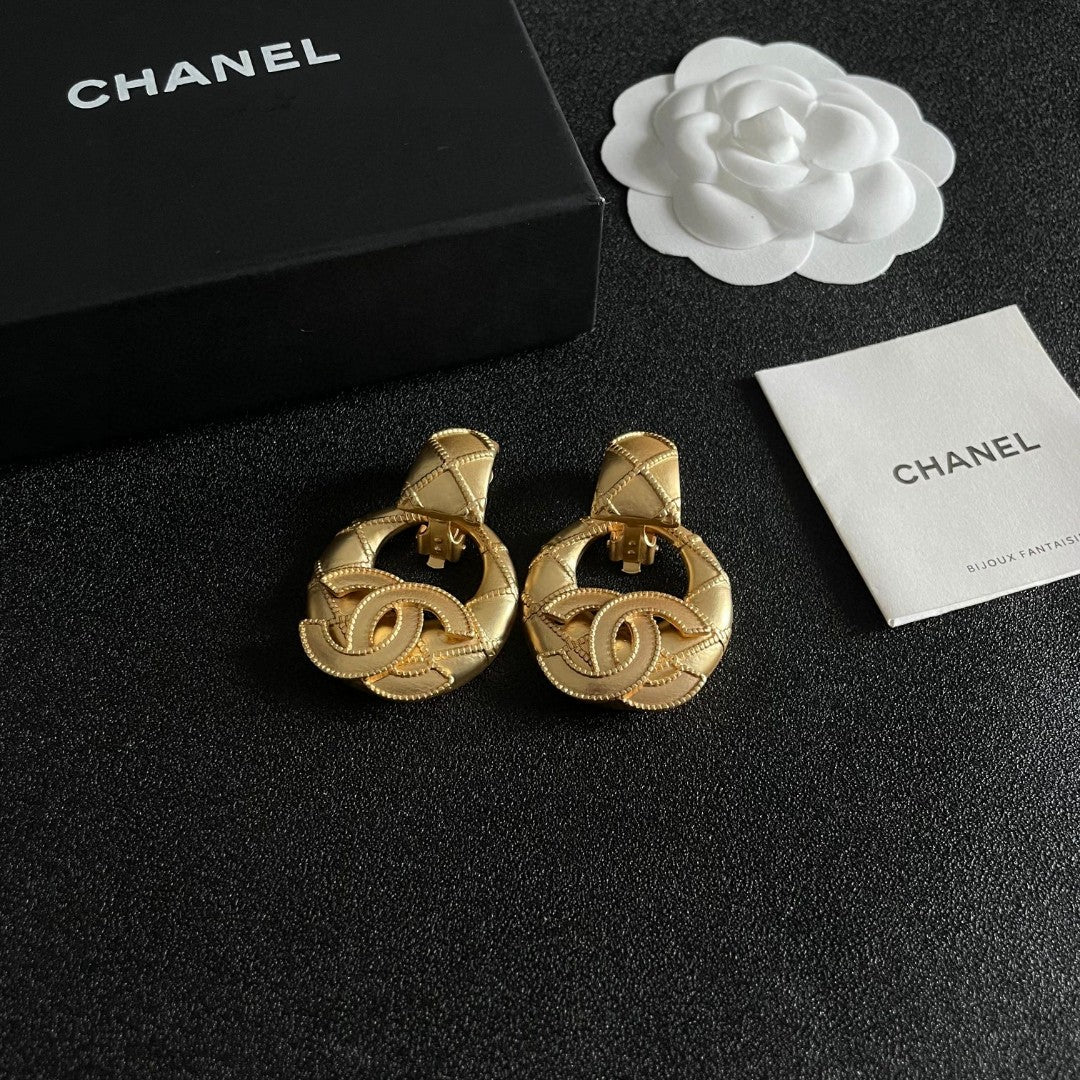 Chanel Gold-Tone Textured Door-Knocker Earrings - album image 6