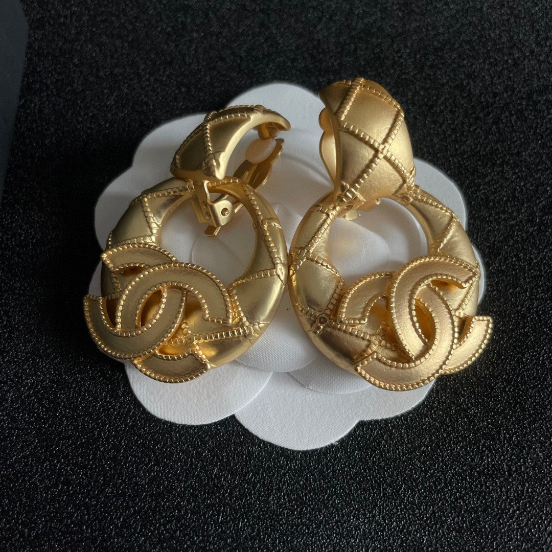 Chanel Gold-Tone Textured Door-Knocker Earrings - album image 8