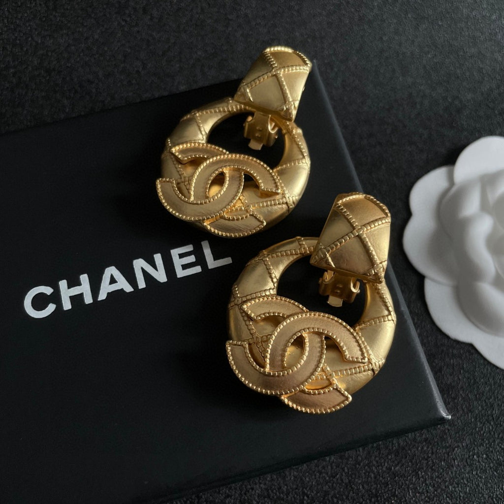 Chanel Gold-Tone Textured Door-Knocker Earrings - album image 9