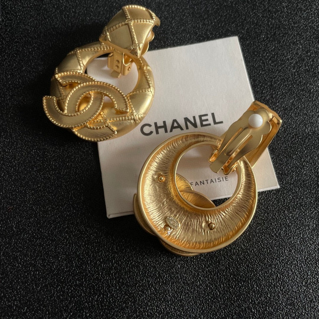 Chanel Gold-Tone Textured Door-Knocker Earrings - album image 7