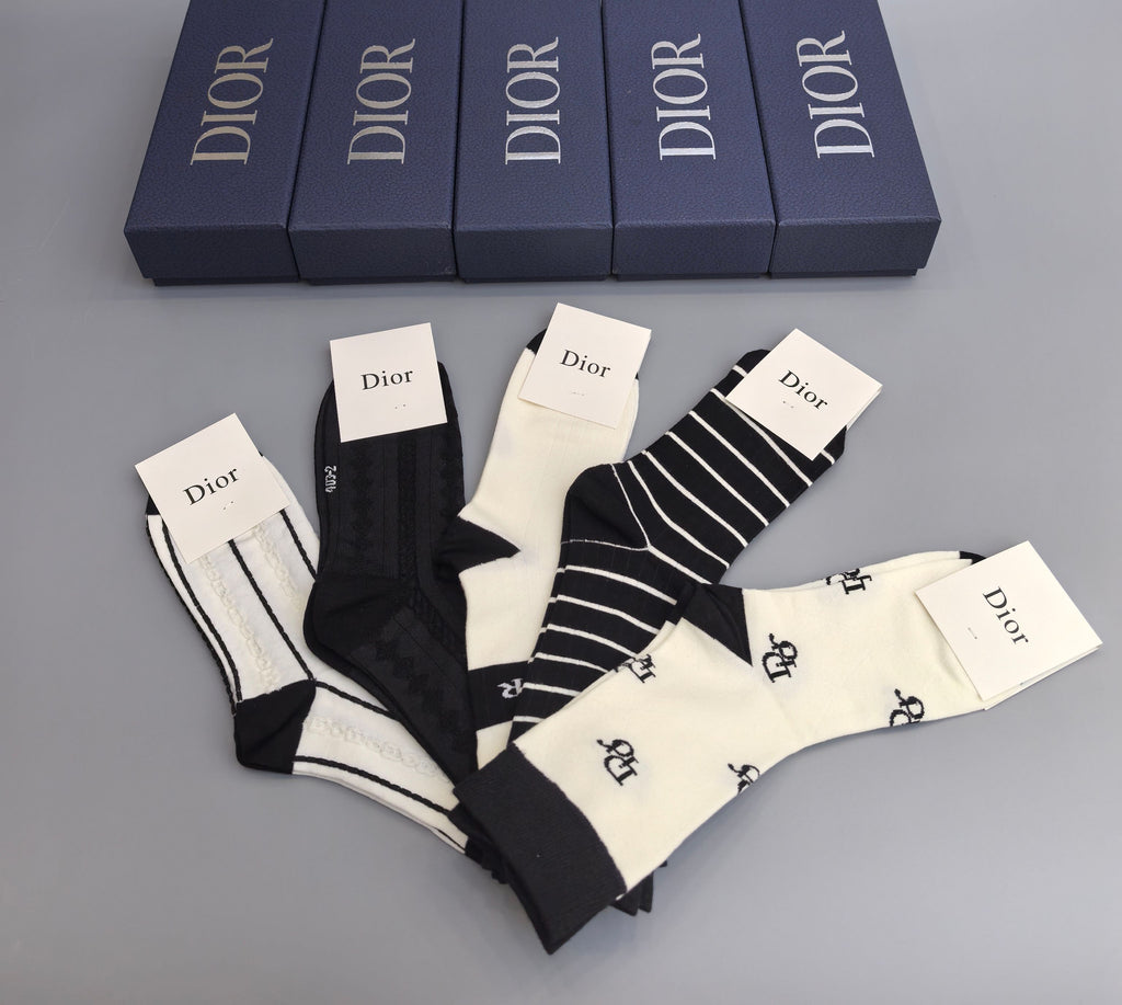 Dior monochrome pattern mix crew socks - view 4