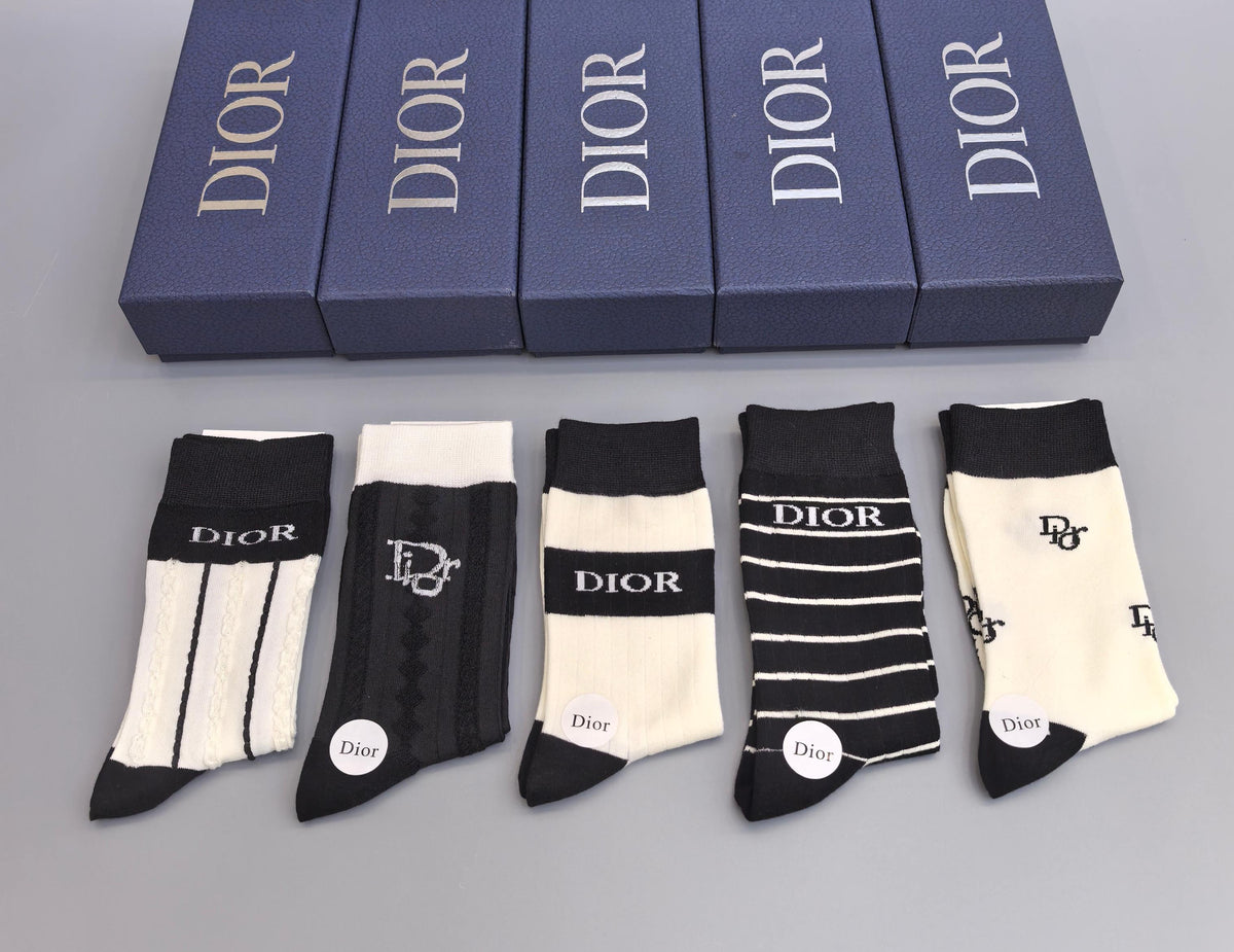 Dior monochrome pattern mix crew socks - view 1