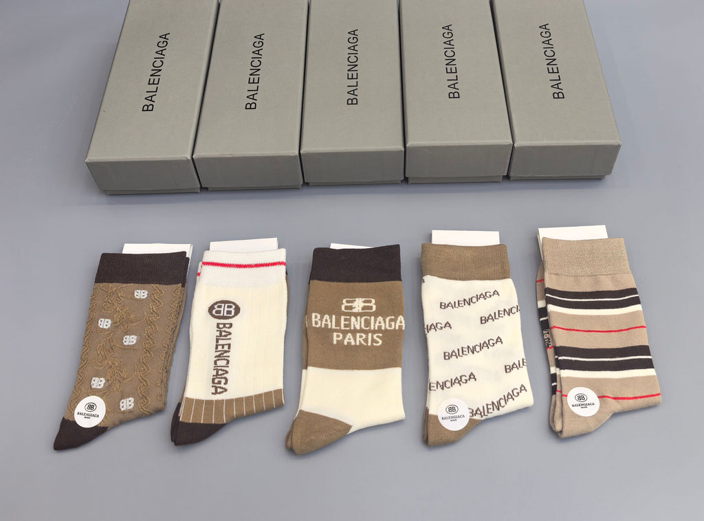 Balenciaga earth tone patterns crew socks - view 1