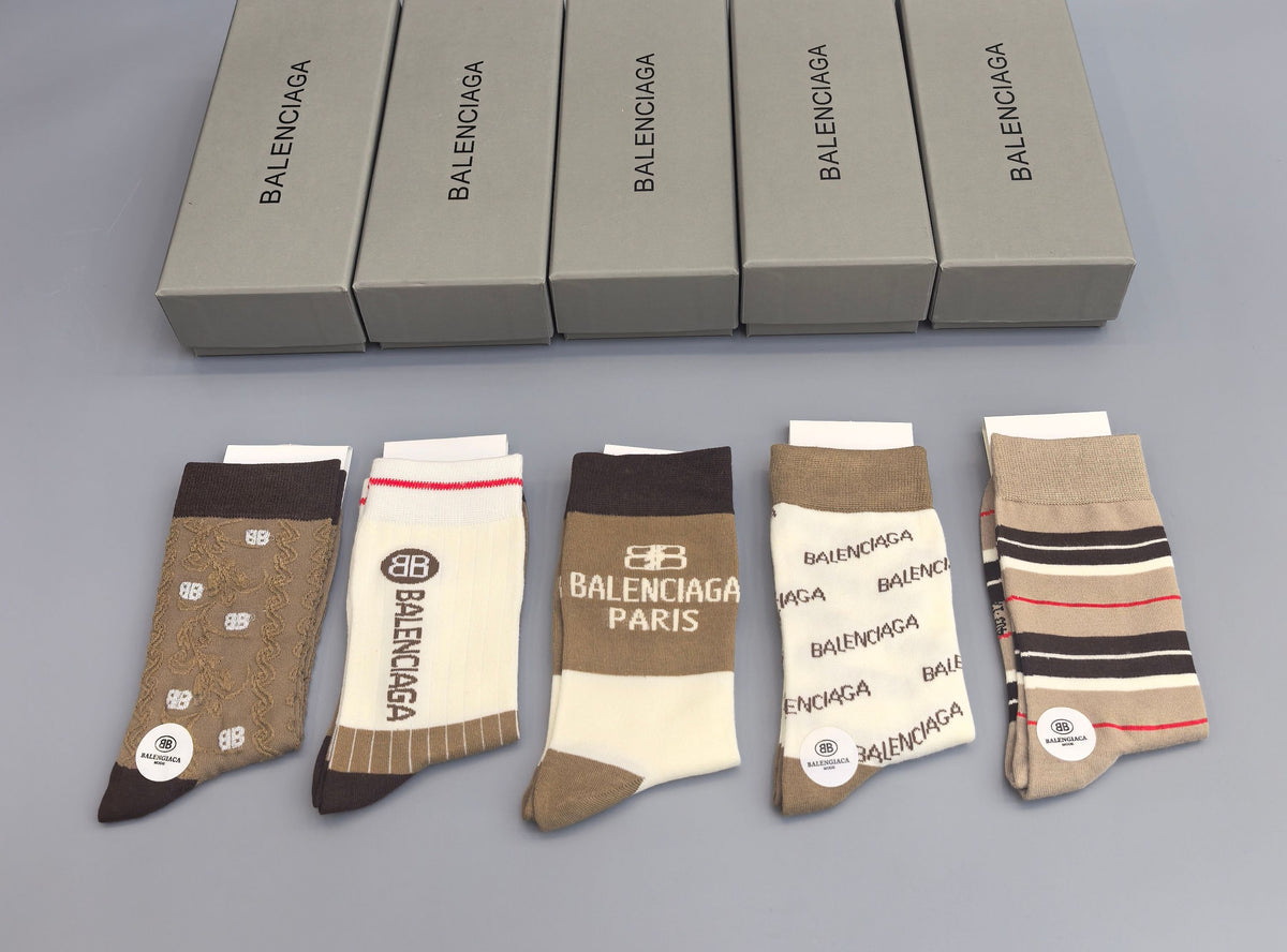 Balenciaga earth tone patterns crew socks - view 1