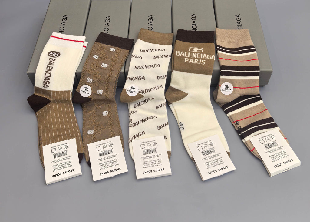 Balenciaga earth tone patterns crew socks - view 5