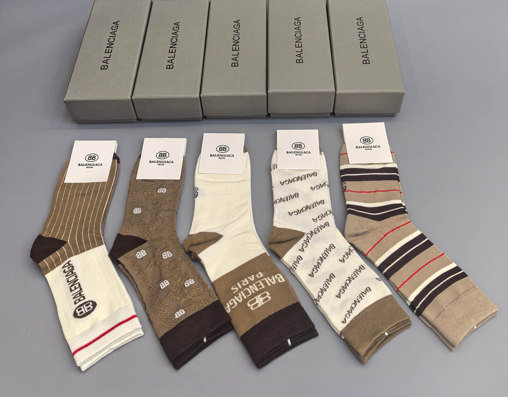 Balenciaga earth tone patterns crew socks - view 2