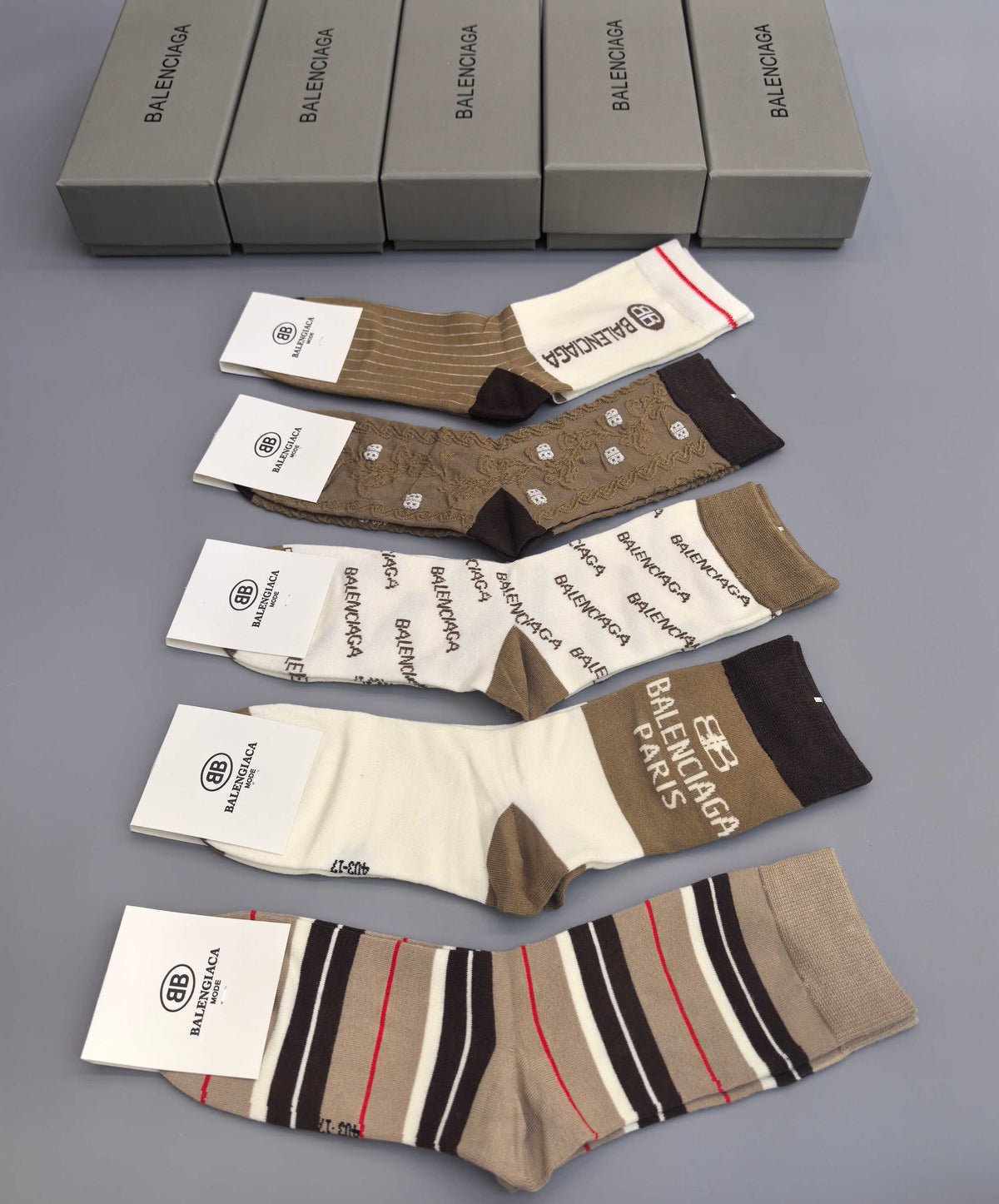 Balenciaga earth tone patterns crew socks - view 6