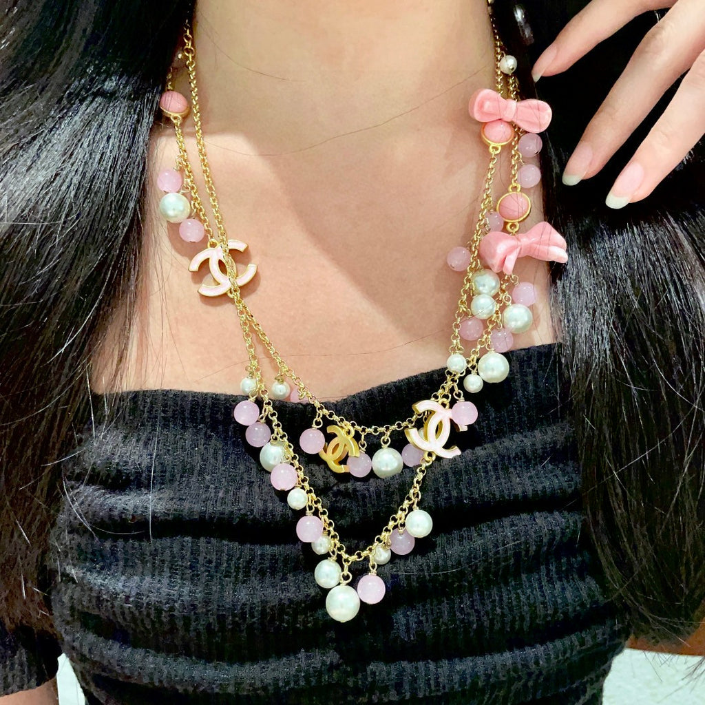 Chanel Interlocking C Bow Butterfly Pearl Necklace - album image 1