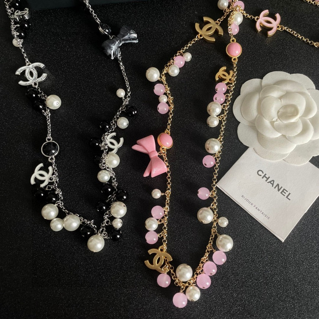 Chanel Interlocking C Bow Butterfly Pearl Necklace - album image 5