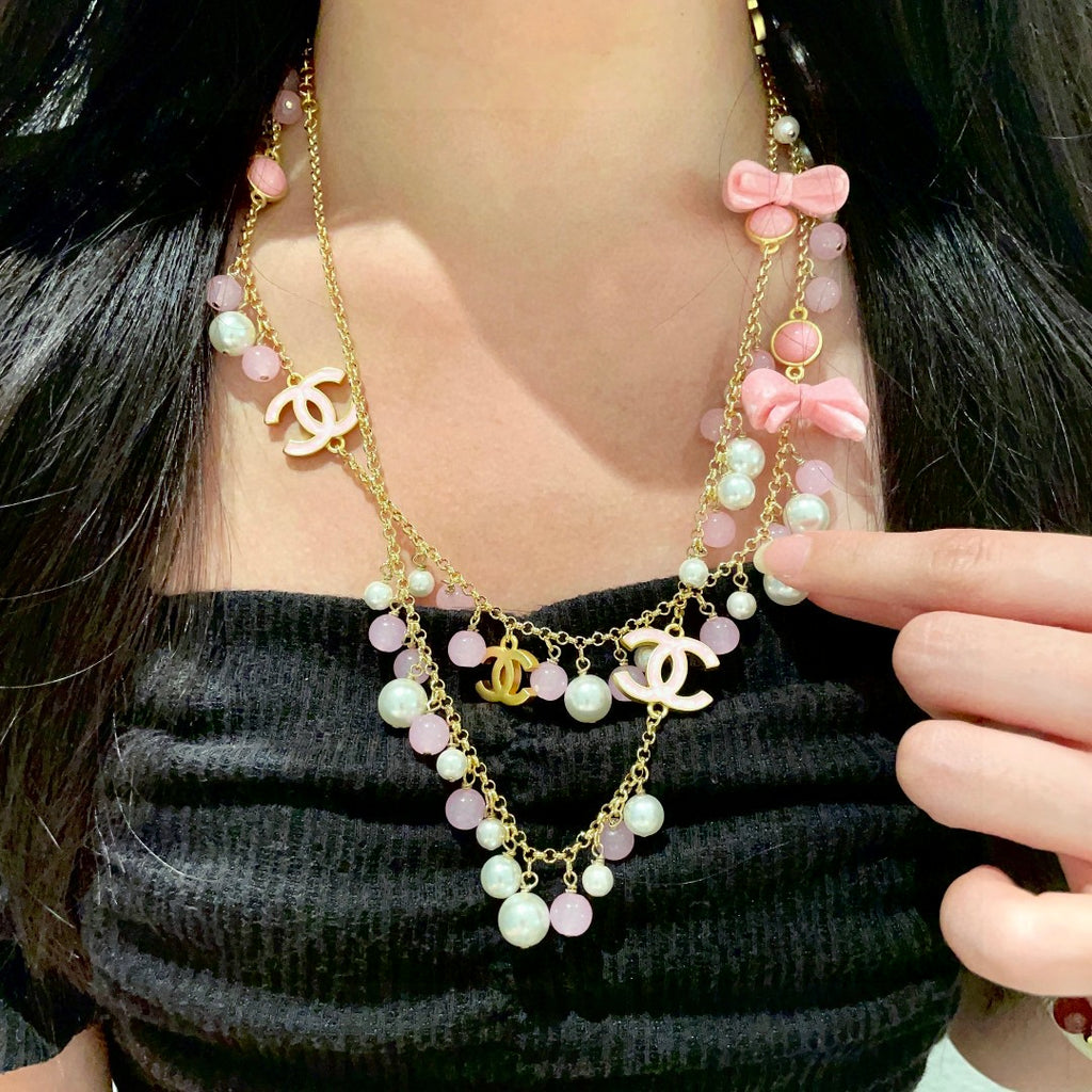 Chanel Interlocking C Bow Butterfly Pearl Necklace - album image 2
