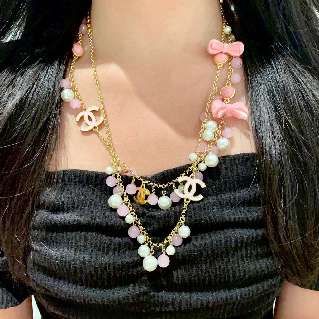 Chanel Interlocking C Bow Butterfly Pearl Necklace - album image 3