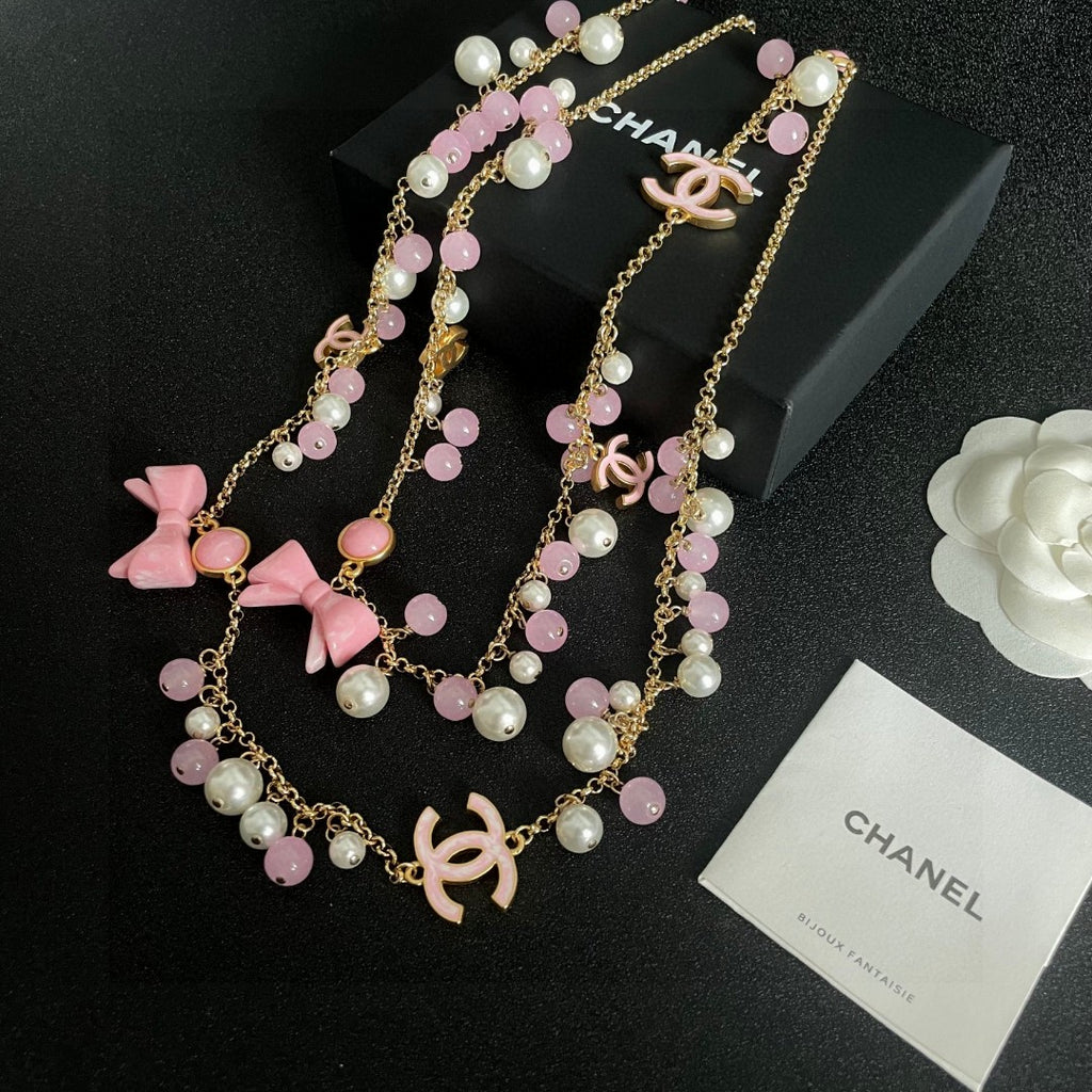 Chanel Interlocking C Bow Butterfly Pearl Necklace - album image 6