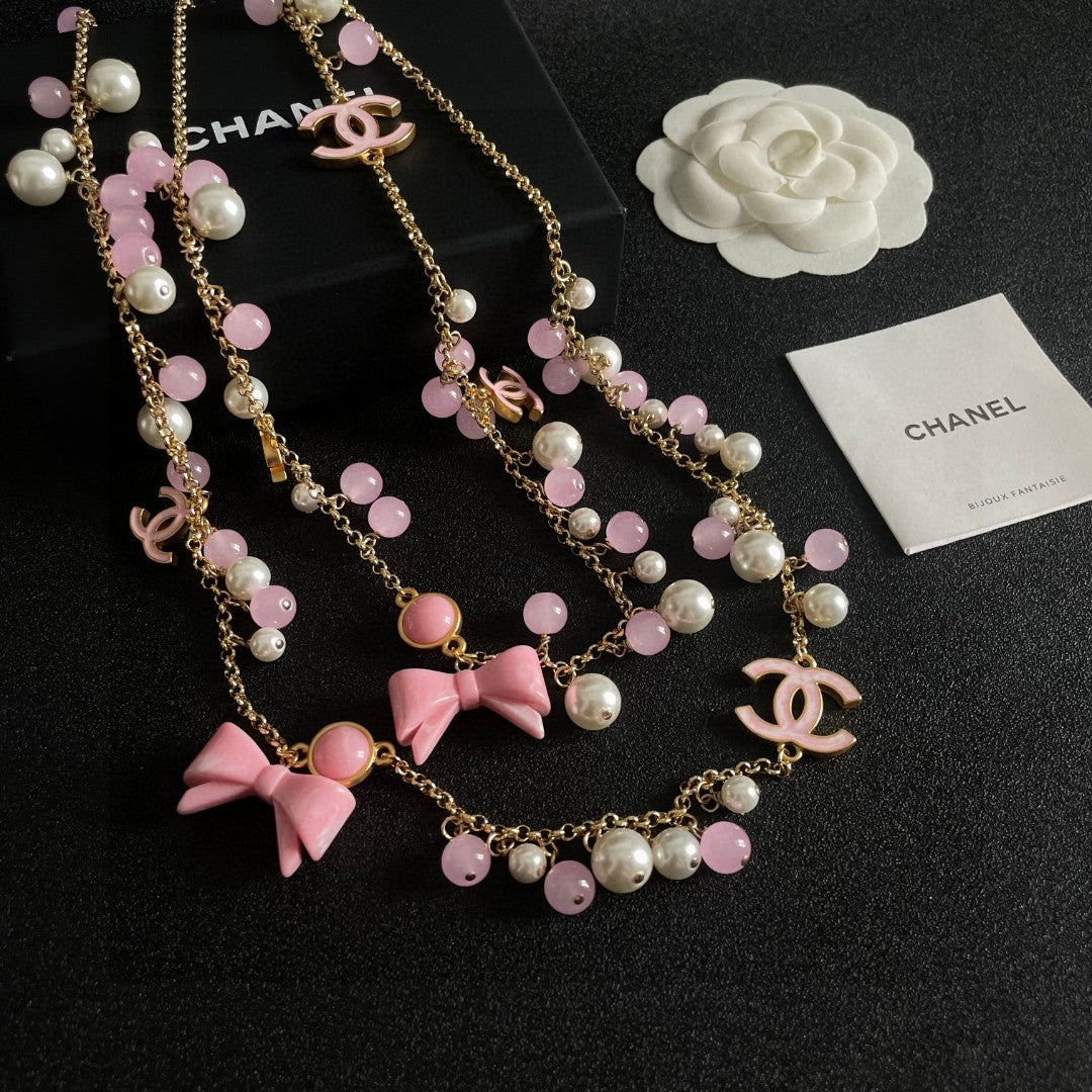 Chanel Interlocking C Bow Butterfly Pearl Necklace - album image 7