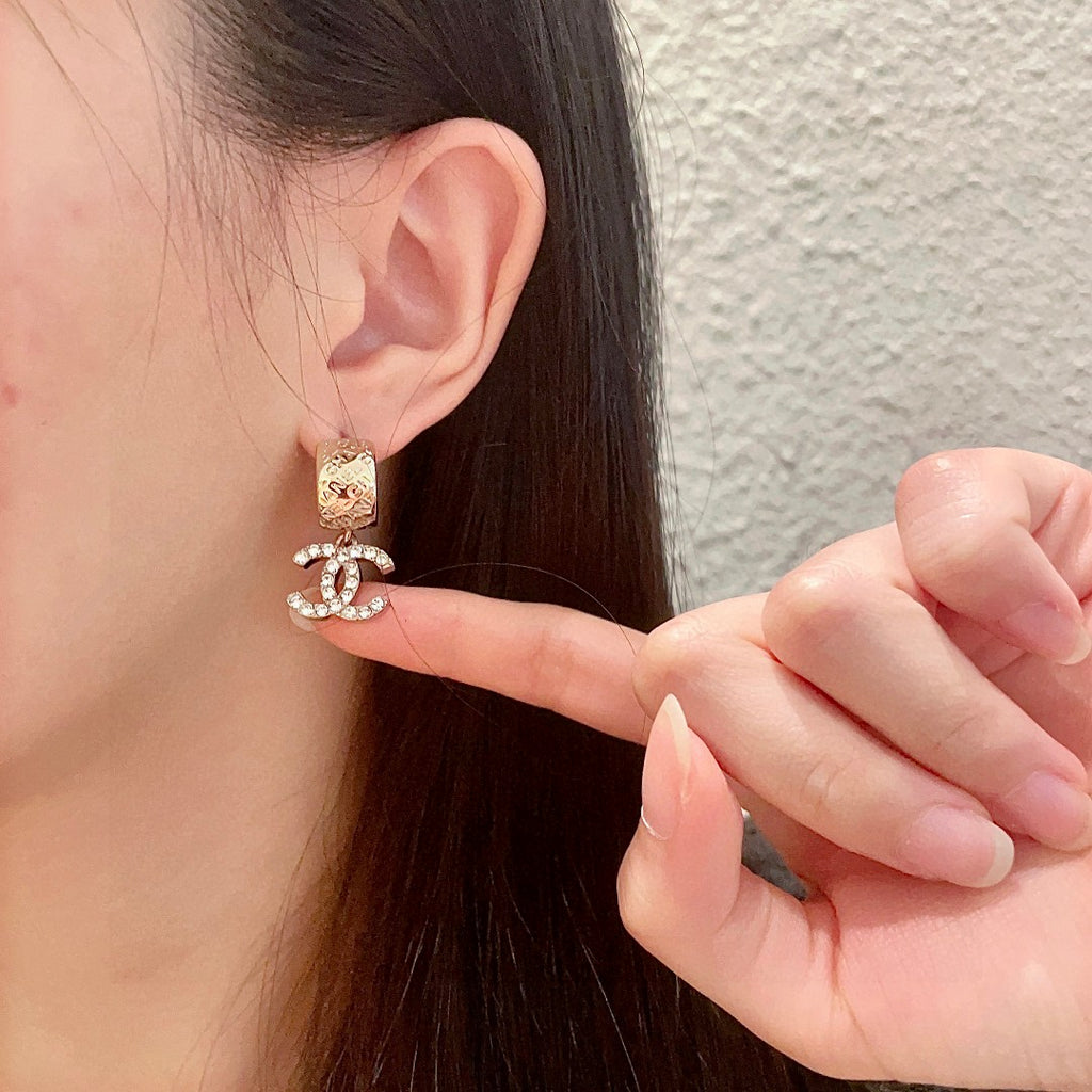 Chanel Interlocking C Crystal Accent Earrings - album image 2
