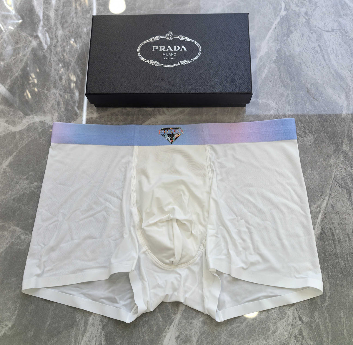 Prada dark gray small waist emblem boxer briefs - view 3