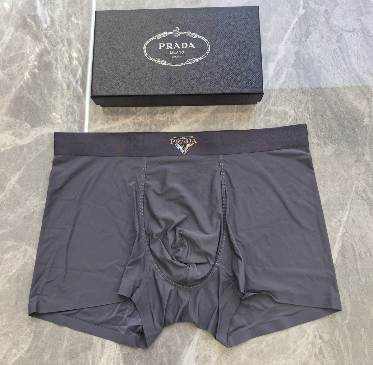 Prada dark gray small waist emblem boxer briefs - view 1