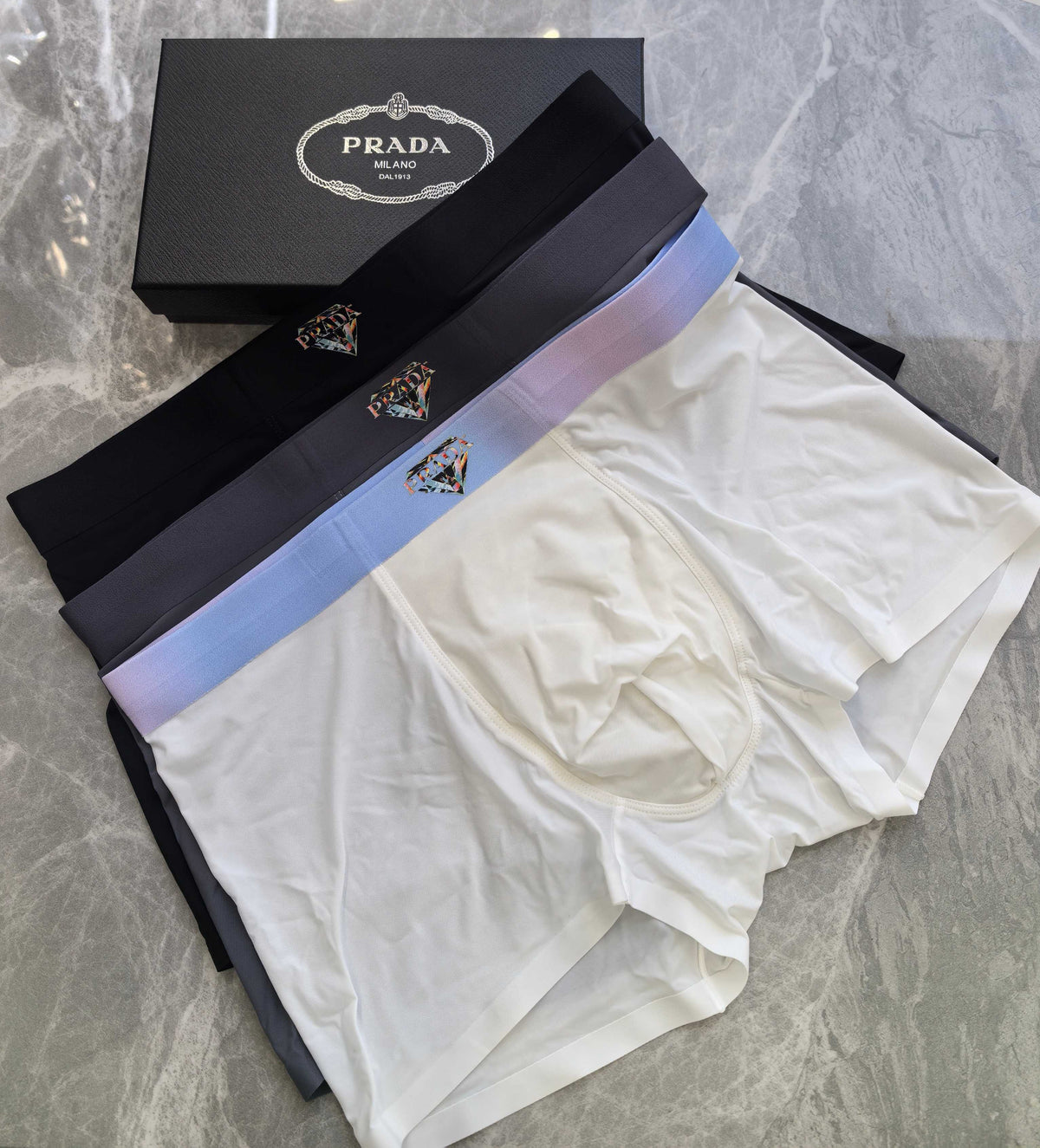 Prada dark gray small waist emblem boxer briefs - view 6
