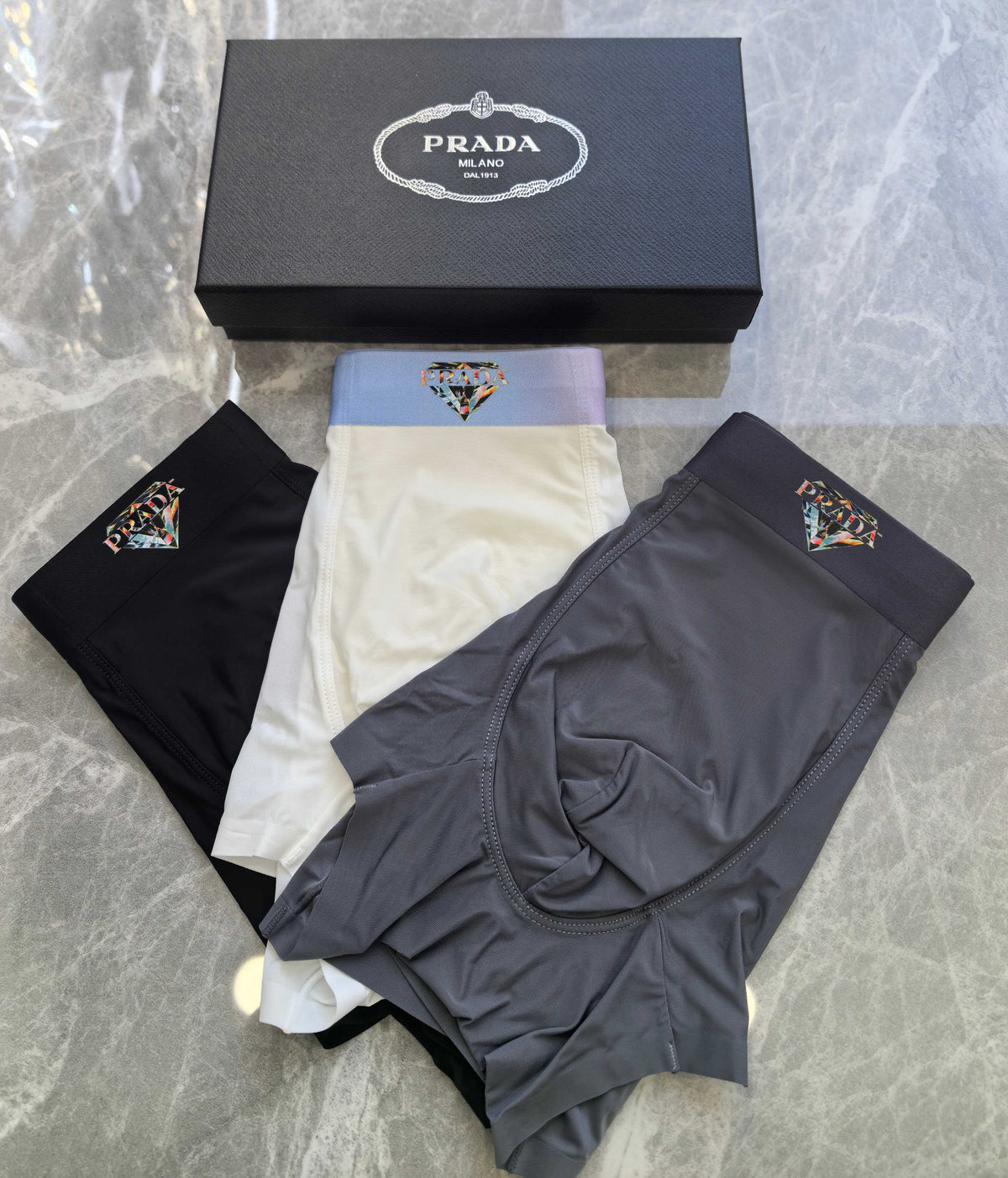 Prada dark gray small waist emblem boxer briefs - view 8