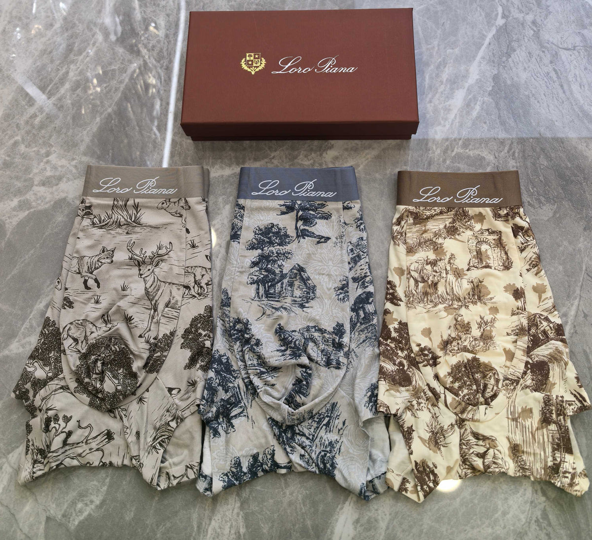 Loro Piana Scenic Print Boxer Briefs - Three-Piece Box Set