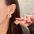 Saint Laurent Gold-Tone Square Monogram Stud Earrings - album image 1