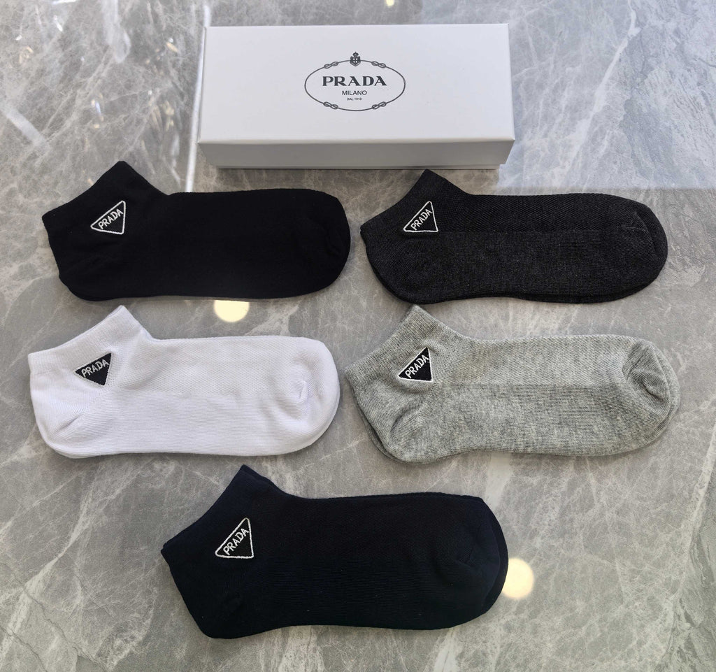 Prada small outline triangle ankle socks - view 4