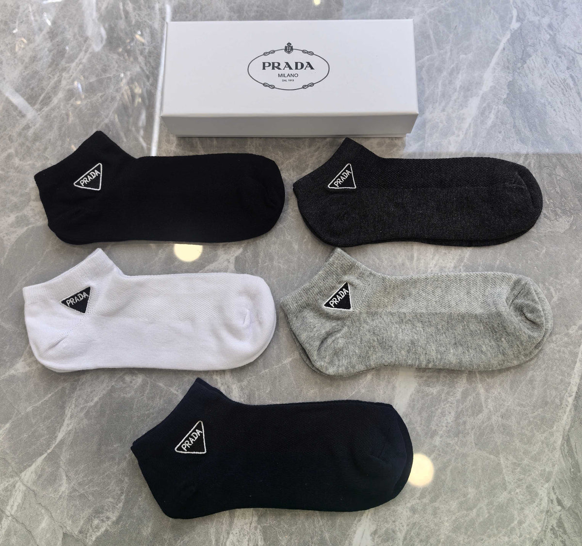 Prada small outline triangle ankle socks - view 4