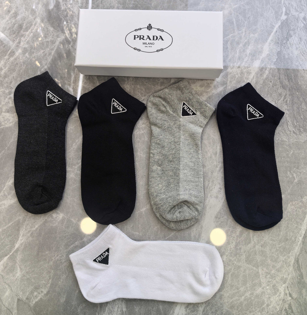 Prada small outline triangle ankle socks - view 5