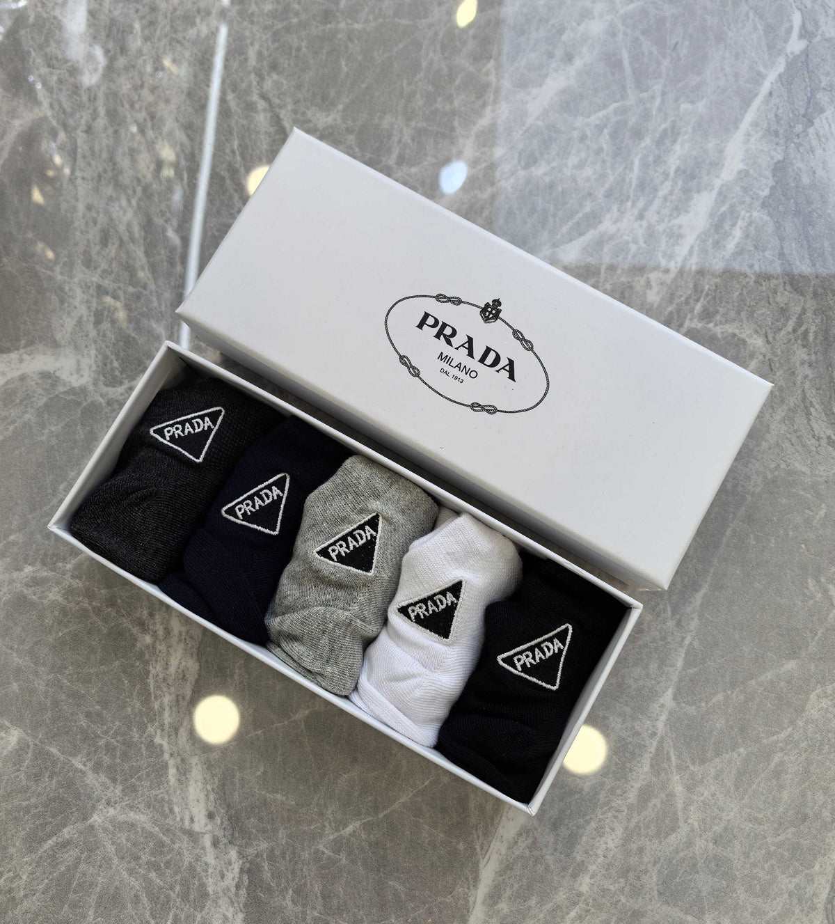 Prada small outline triangle ankle socks - view 1