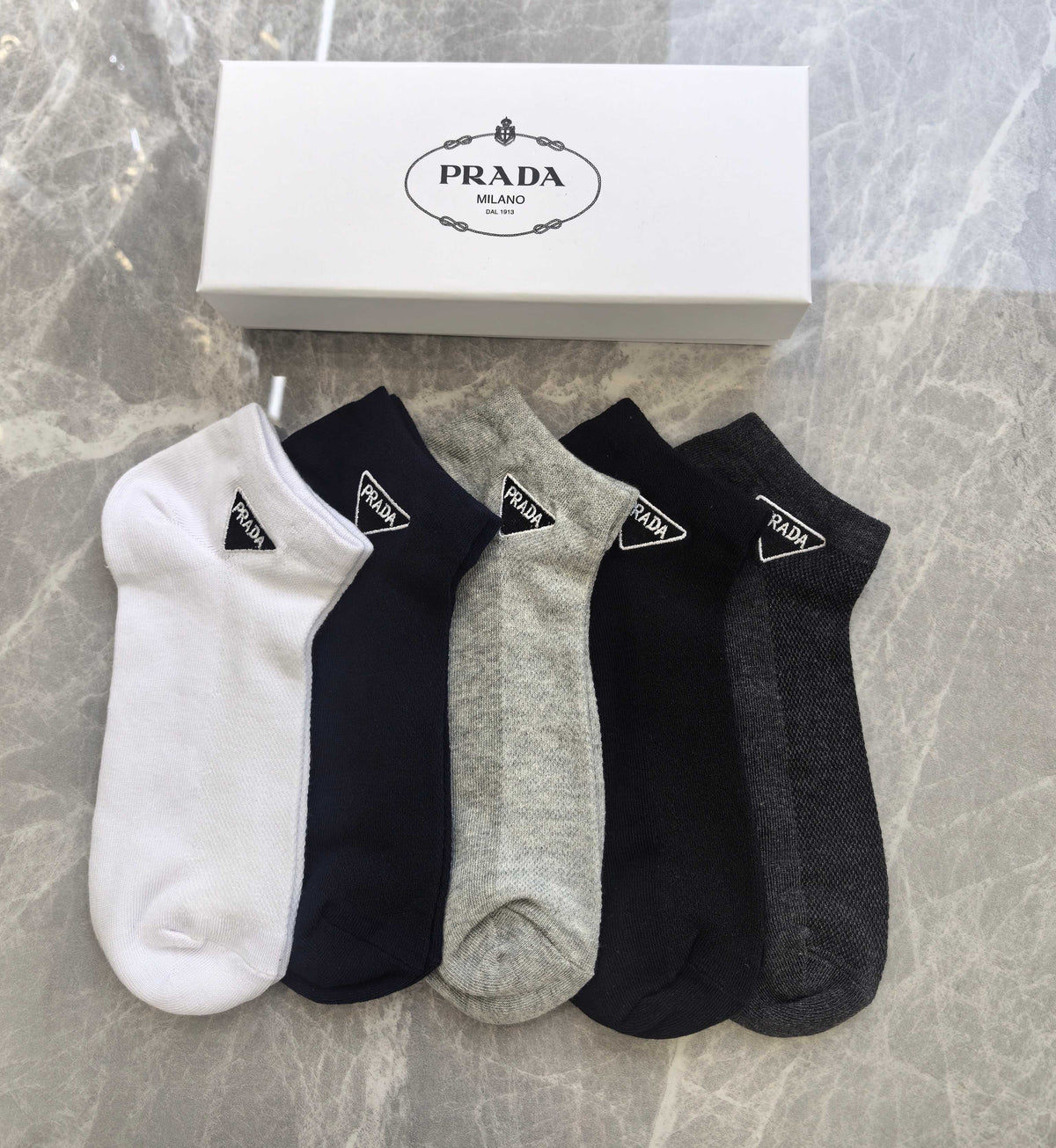 Prada small outline triangle ankle socks - view 8