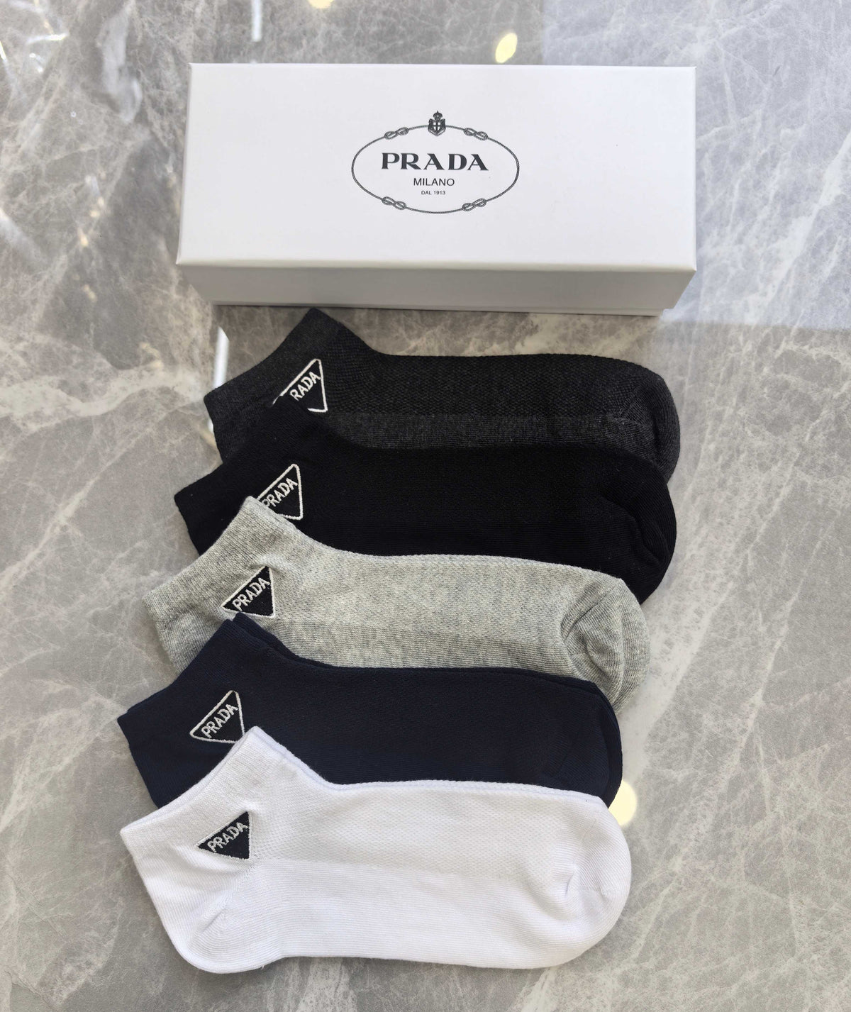 Prada small outline triangle ankle socks - view 7