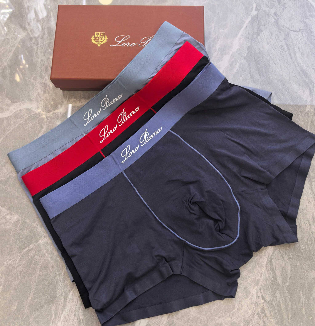 Loro Piana Red Accent Script Waistband Men's Underwear - Three-Piece Box