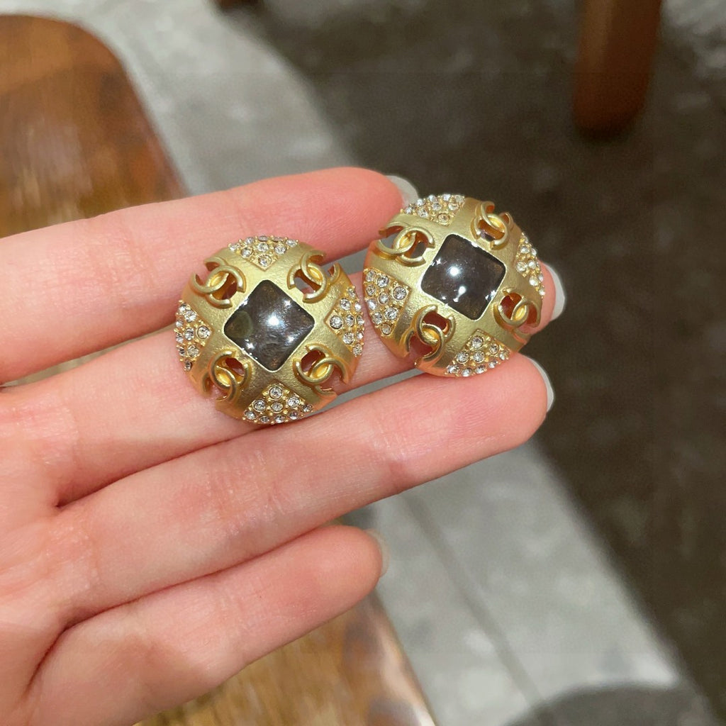 Chanel Interlocking C Crystal Accent Stud Earrings - album image 4