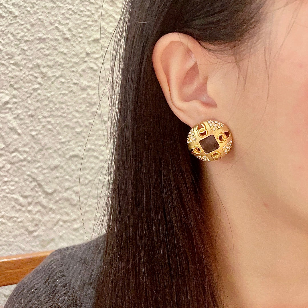 Chanel Interlocking C Crystal Accent Stud Earrings - album image 3