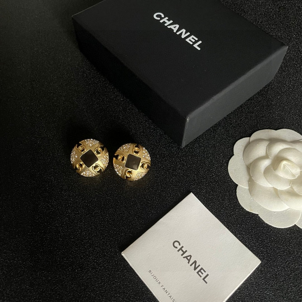Chanel Interlocking C Crystal Accent Stud Earrings - album image 5