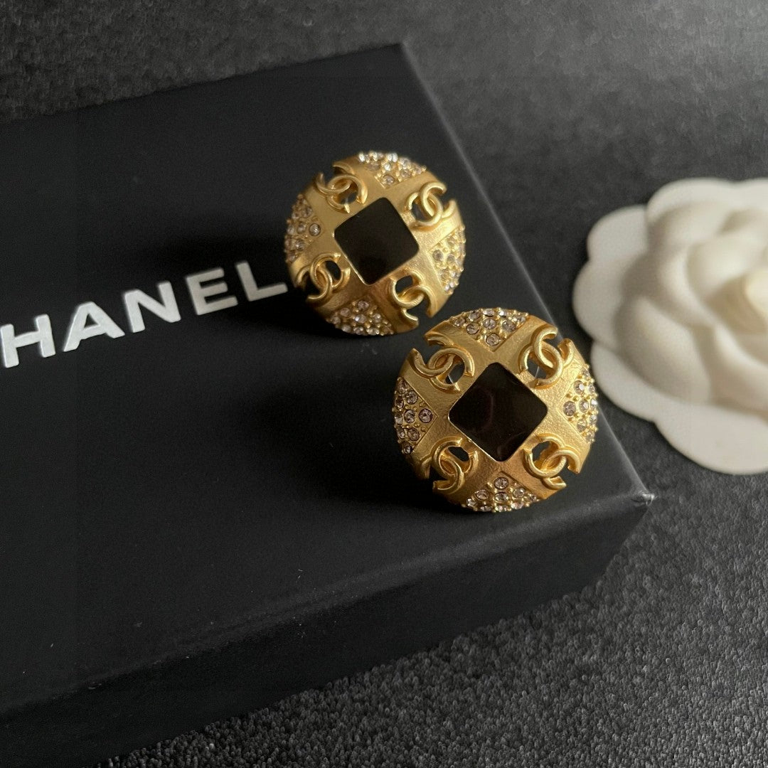 Chanel Interlocking C Crystal Accent Stud Earrings - album image 9