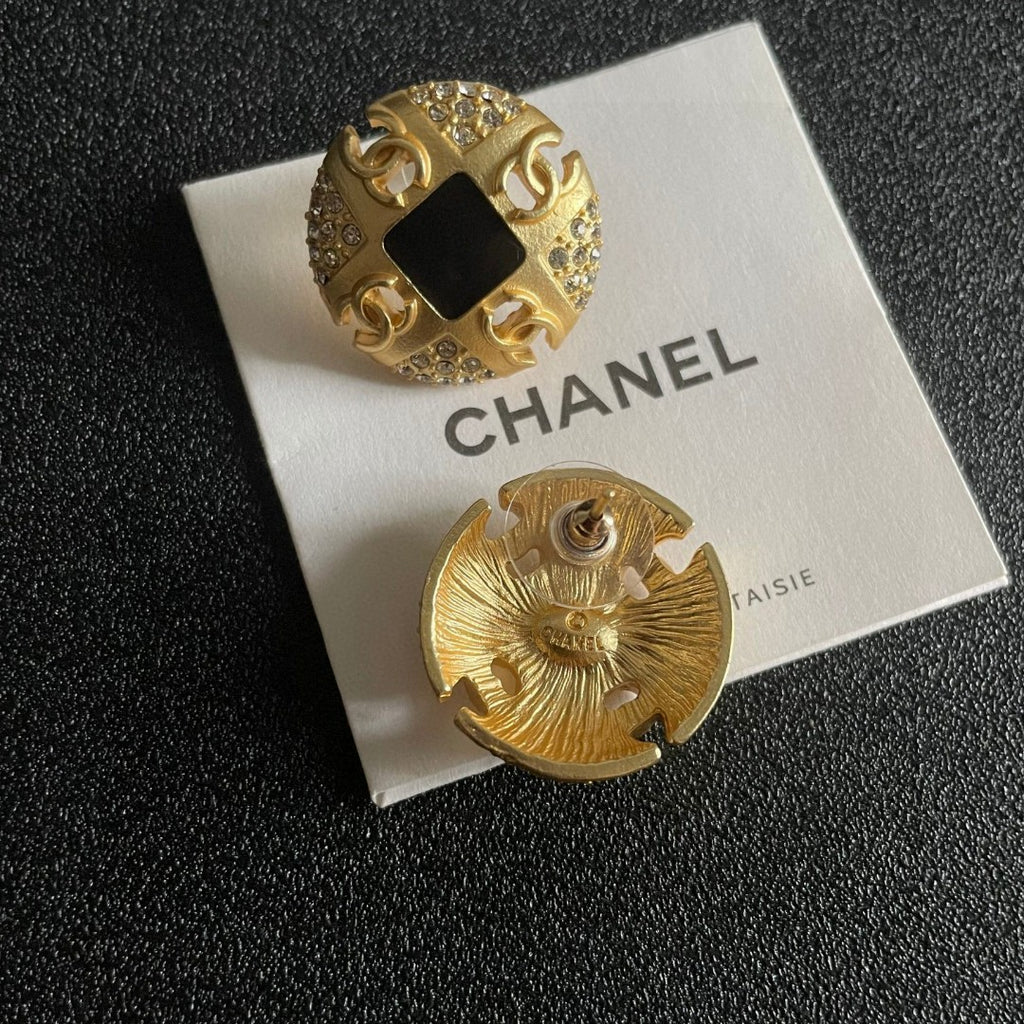 Chanel Interlocking C Crystal Accent Stud Earrings - album image 7