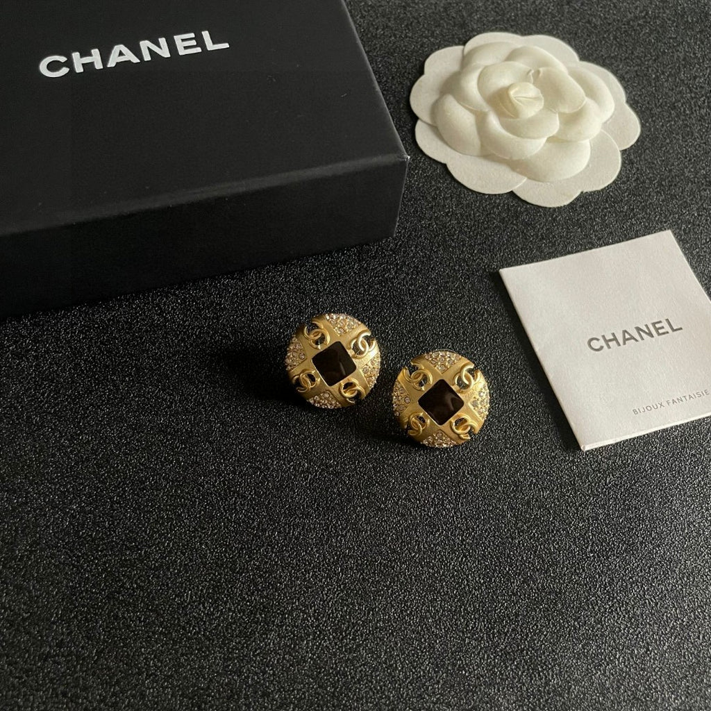 Chanel Interlocking C Crystal Accent Stud Earrings - album image 6