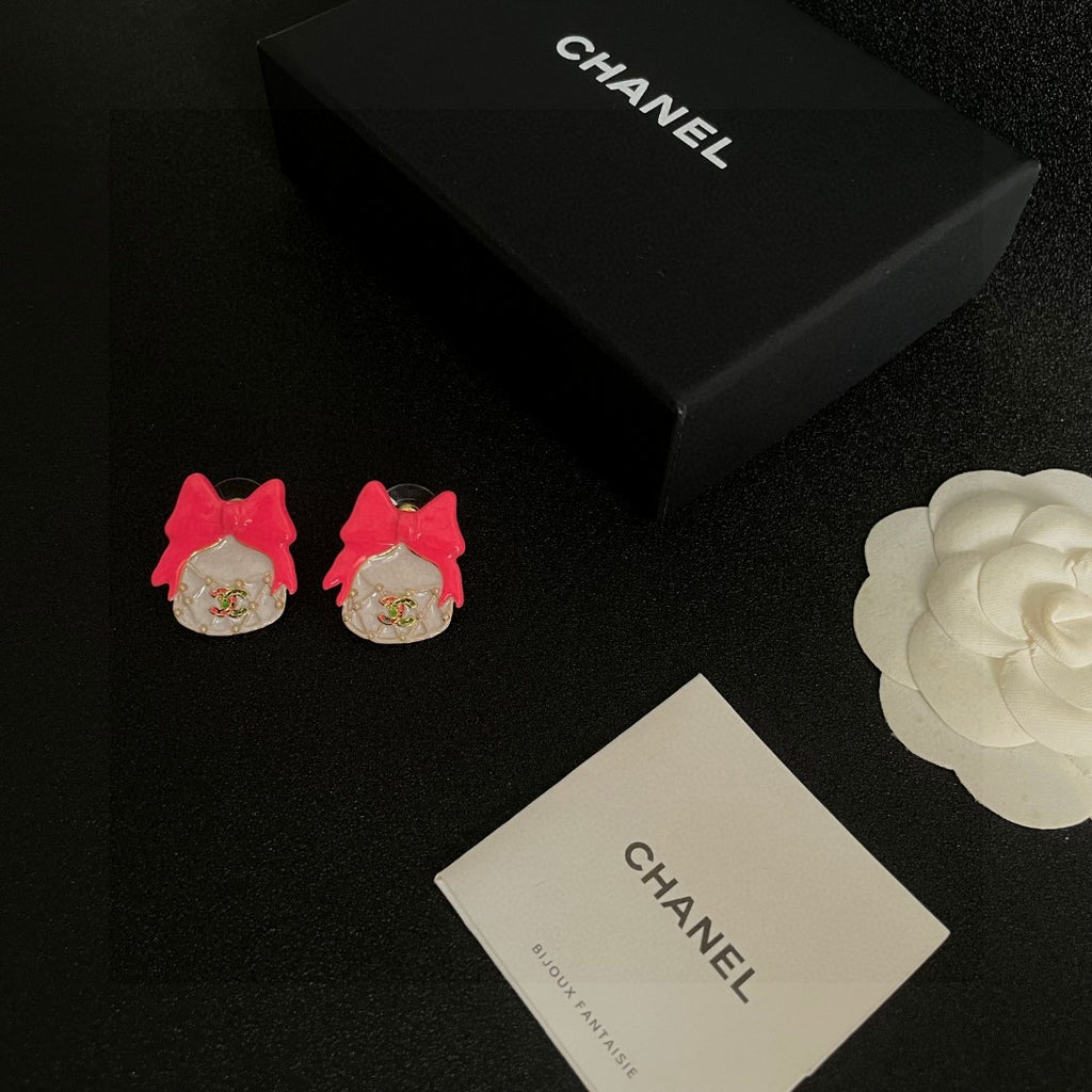 Chanel Interlocking C Bow Butterfly Stud Earrings - album image 5