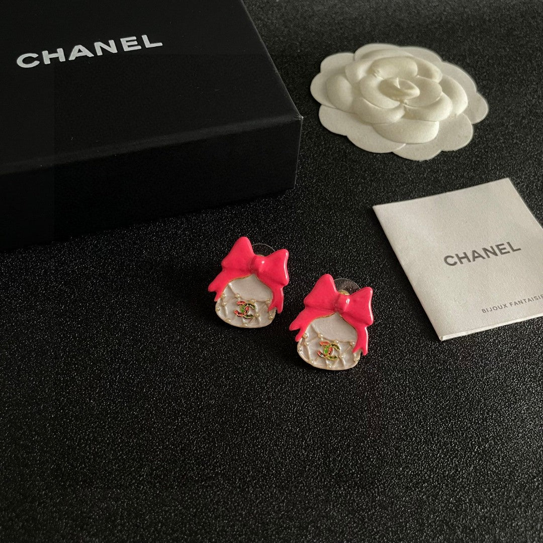 Chanel Interlocking C Bow Butterfly Stud Earrings - album image 6