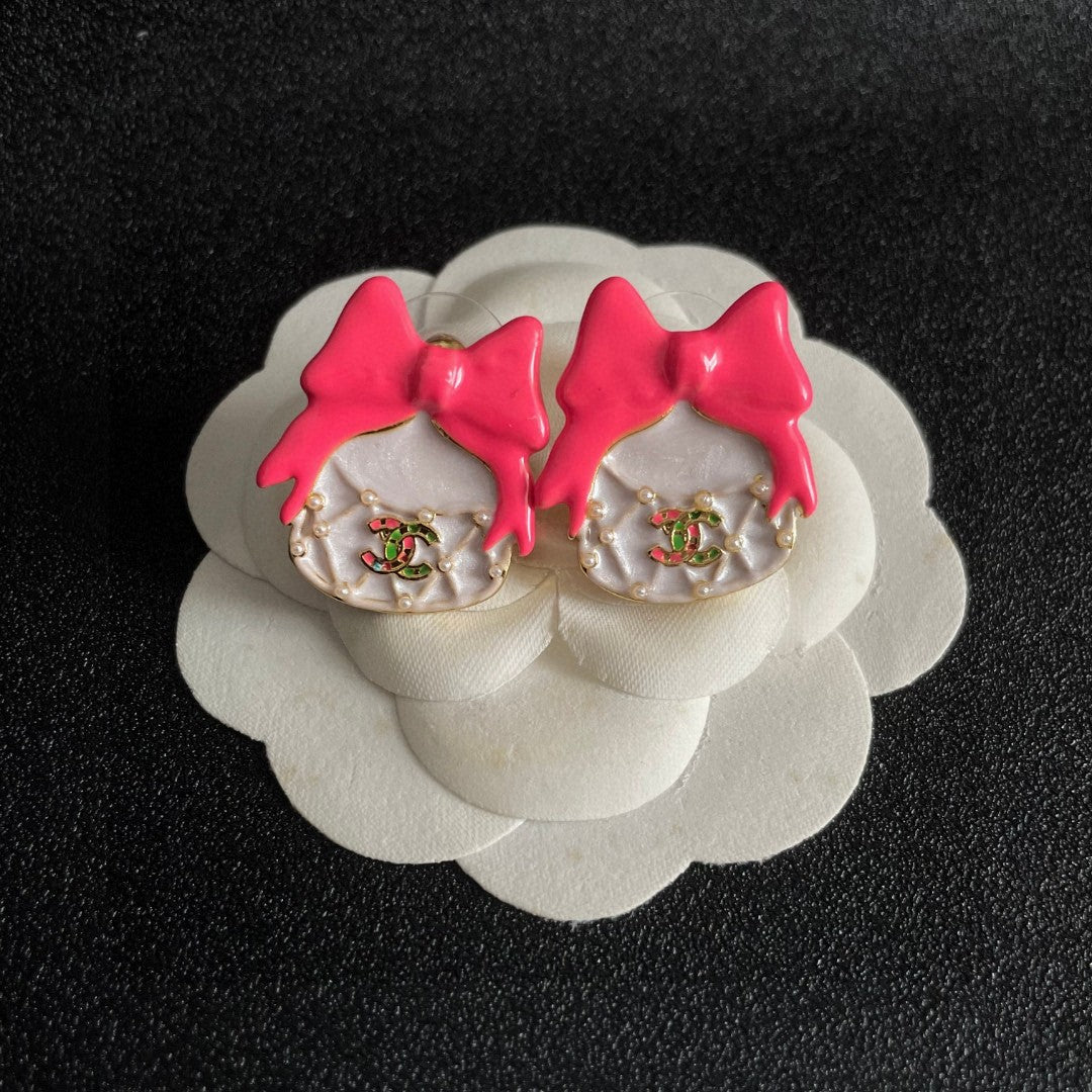 Chanel Interlocking C Bow Butterfly Stud Earrings - album image 8
